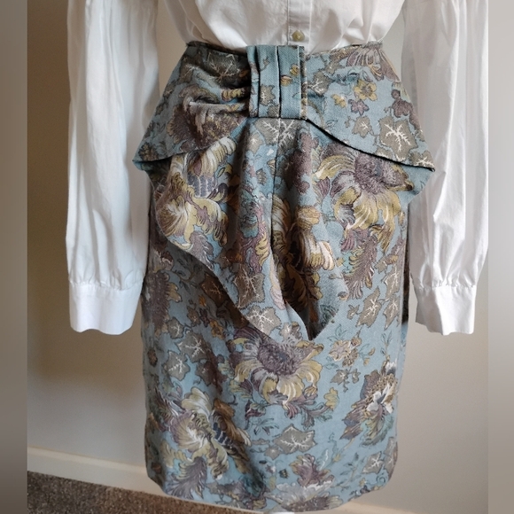 J. Peterman Dresses & Skirts - J. Peterman Peplum Wool Skirt Paisley Light Blue Vintage 90s Pastel Size